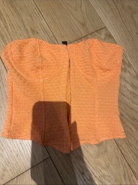 Strapless Textured Bustier Top - Orange